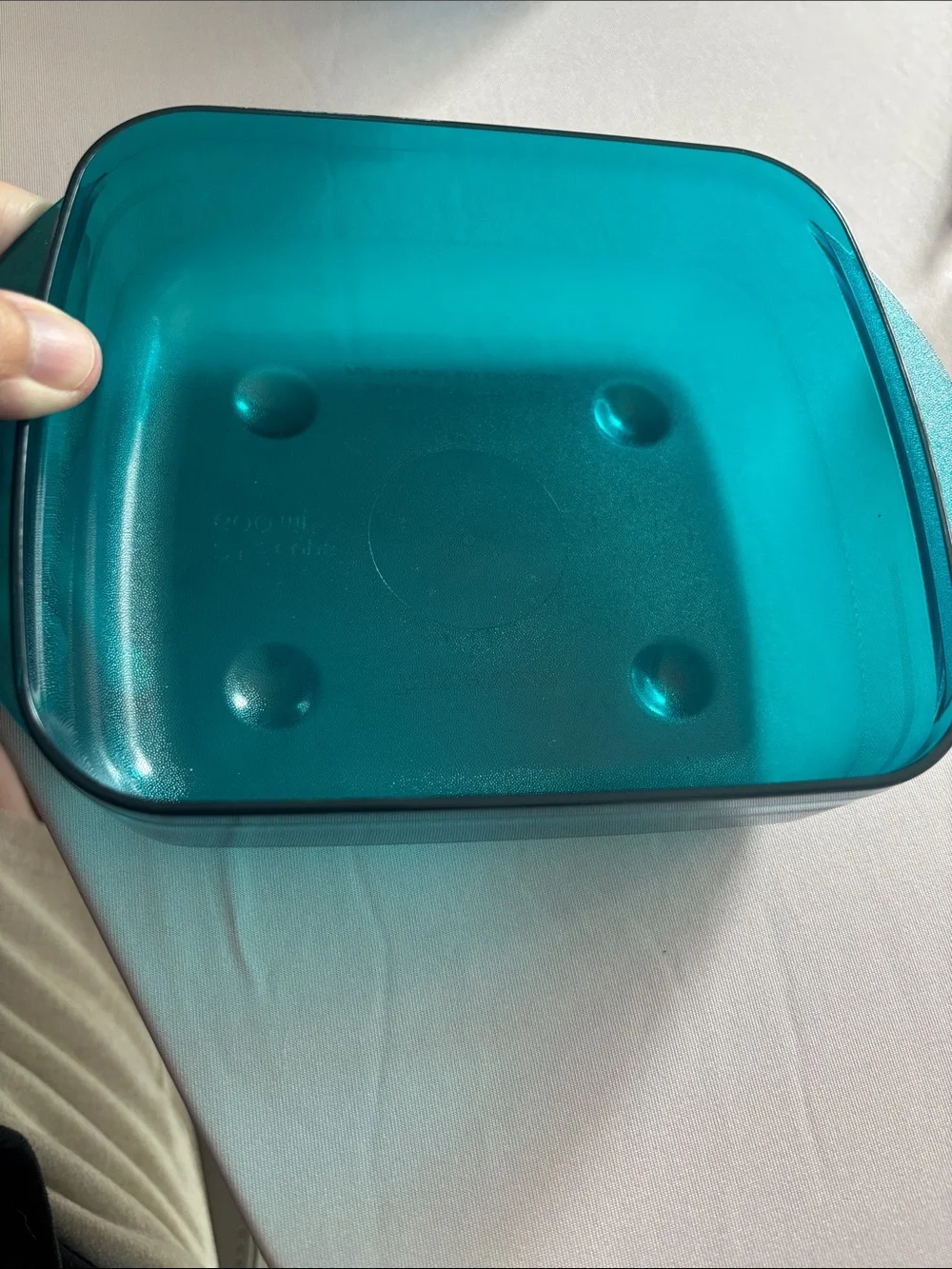 Tupperware Teal Blue Containers with Lime Green Vents (Pair)